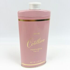 NEW Vintage Avon Cotillion Perfumed Talc Pink Shaker Tin Can 2.75 oz